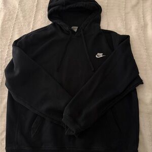 Nike Black Men's Hooded Pullover Sweatshirt with White Logo